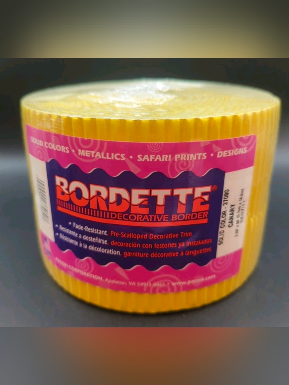 Pacon Bordette Decorative Scalloped Border  - Canary- Yellow 2.25" x 50' (37080)